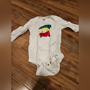 Gerber Organic White Bodysuit with Colorful Holiday Car Design 18 Months